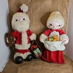 Santa And Mrs. Claus Handmade One Of A Kind 21"&17" Tall Christmas Vintage...